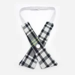 Girls Green and White Tartan Tie