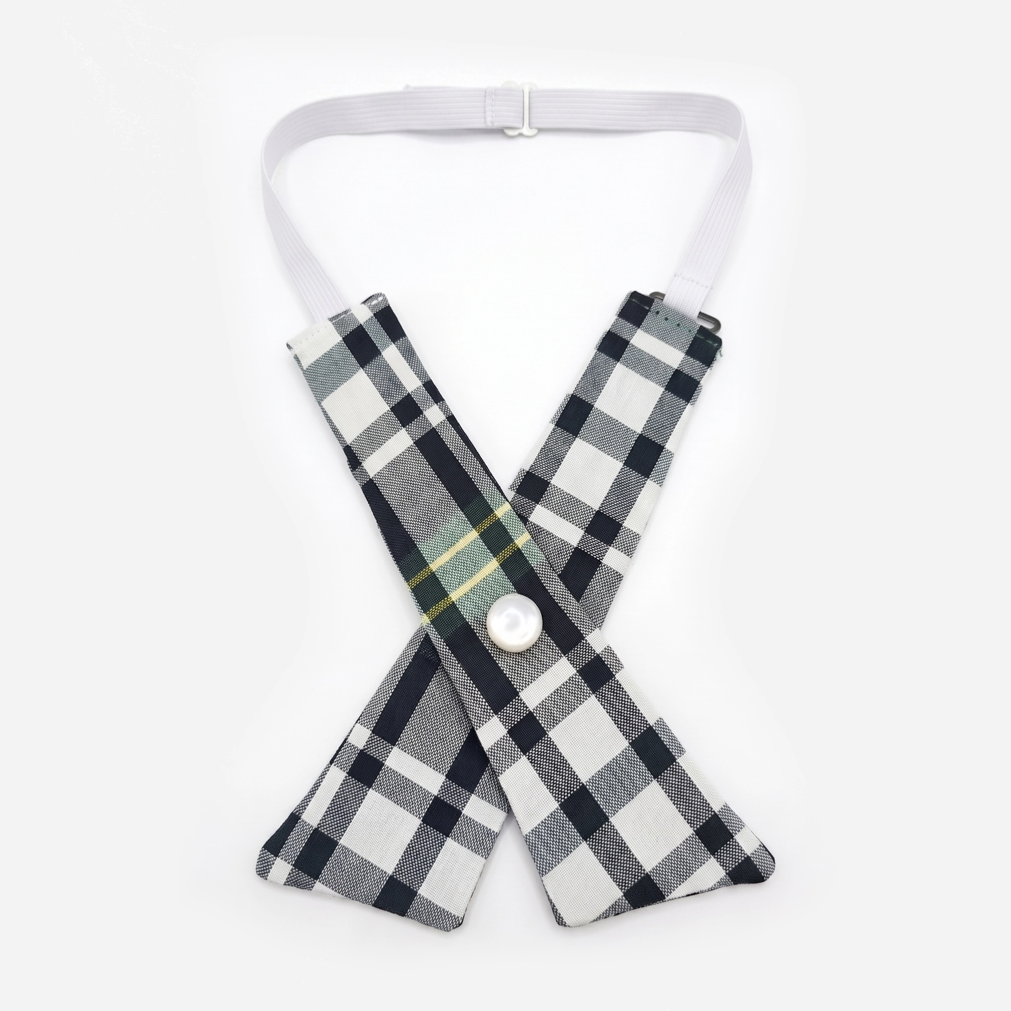 Girls Tie Girls Green and White Tartan Tie - Image 1