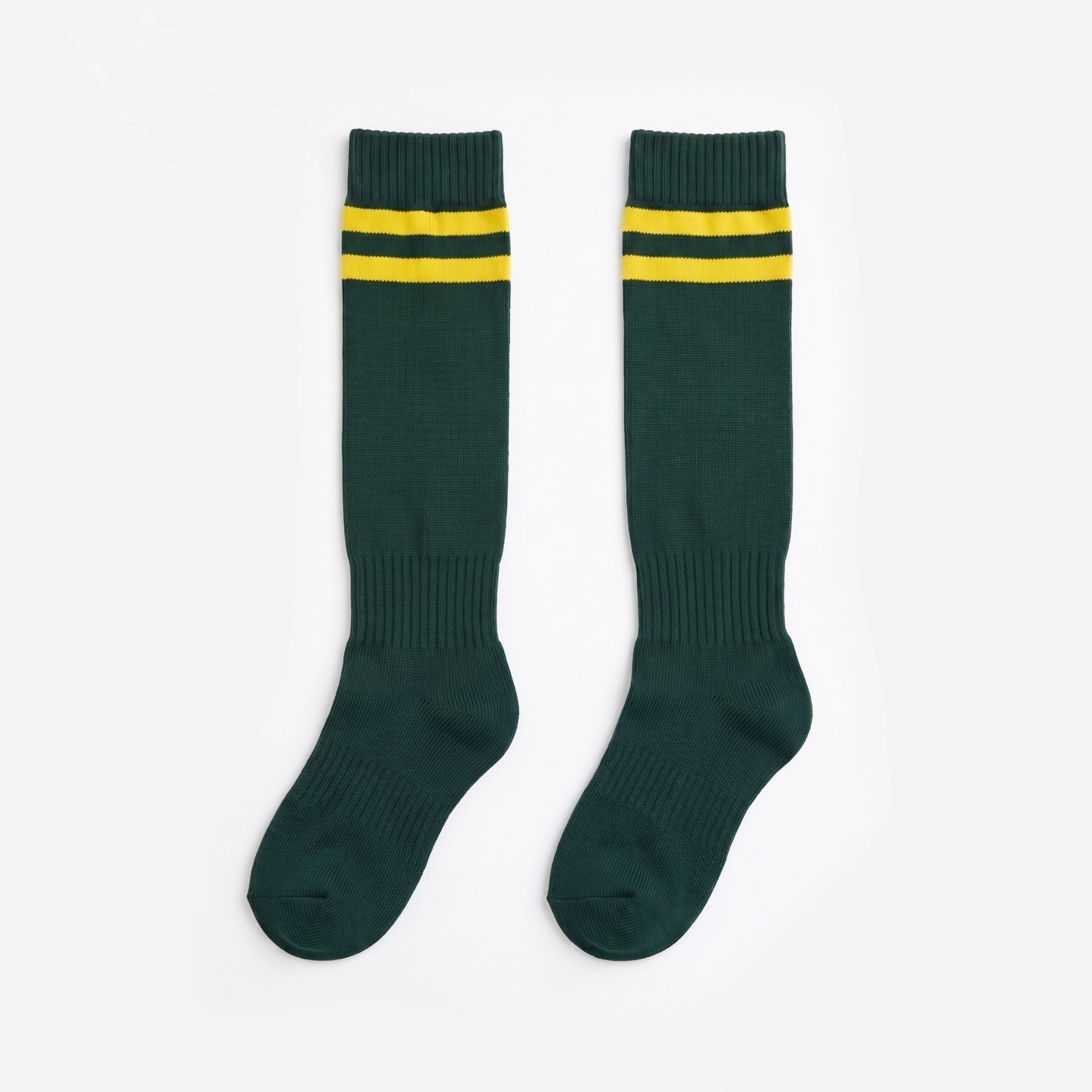 Green Yellow Stripe Socks Hockey or Soccer Sports Socks - Image 1
